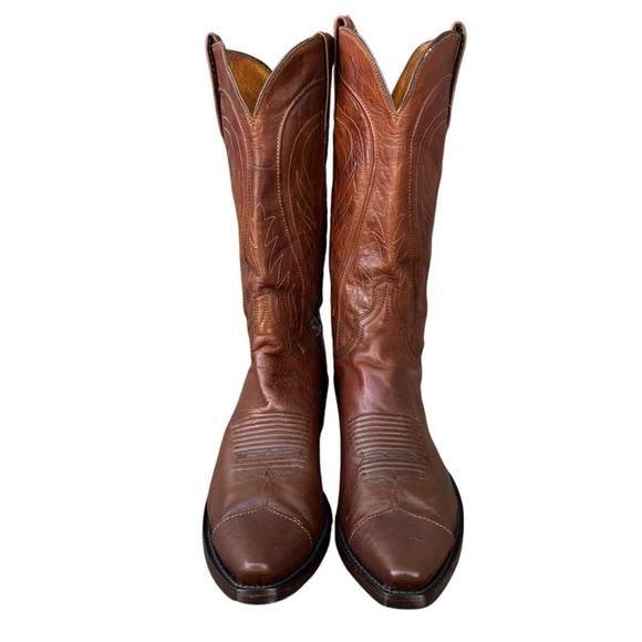 Lucchese 1883 Bart N1596 Leather Western Cowboy Boots Brown Cowhide Handmade 10D - Picture 4 of 16